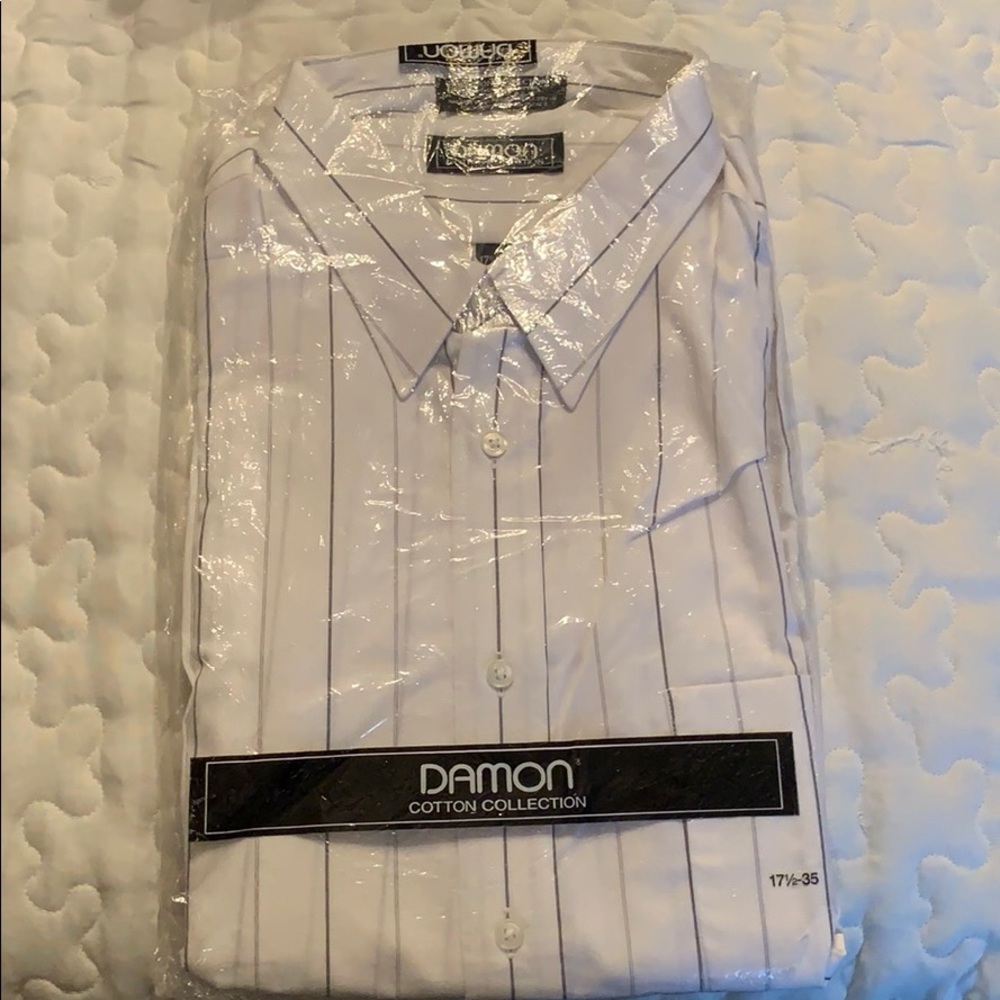 Cotton Button Down Blue and White Collar Shirt